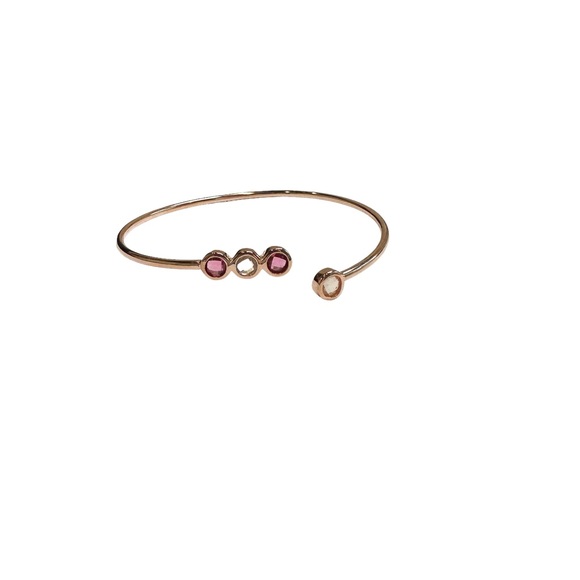 Nordstrom Bracelet Womens Rhodium Rose Gold Bangle Pink - Picture 6 of 6